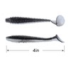 RUNCL ProBite Paddle Tail Swimbaits Black Silver, Soft Fishing Lures