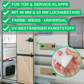 2 Pack White Caravan Door Stop Bolt On With 46mm & 63mm Hole Spacing Door Lock Storage Door Camper Door Holder Service Flap Campervan Door Catch Campervan Door Lock