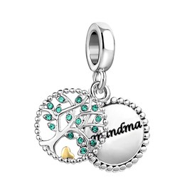 SBI Jewelry Grandma Charm for Bracelets Family Tree Love Grandmother Mothers Day Gold Heart Green Tree of Life Silver Dangle Women Girl Granddaughter Mom Daughter Auntie Birthday Anniversary