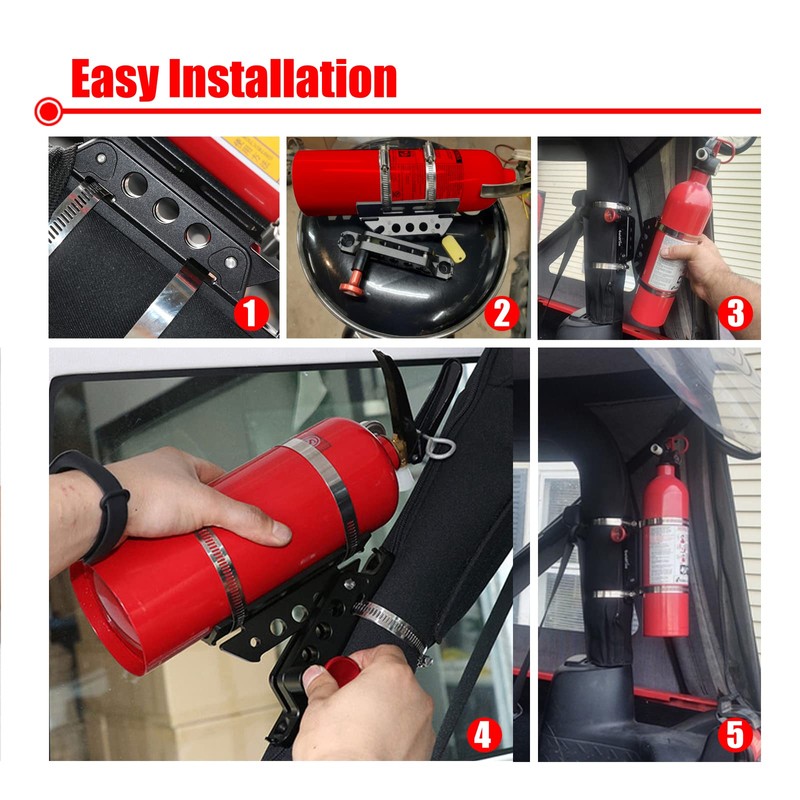 Goldfire Universal Vehicle Adjustable Quick Release Roll Bar Fire Extinguisher