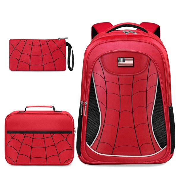 Meiwaote Kids Backpack for Boys，3PCS Boys Backpack with Lunch Box