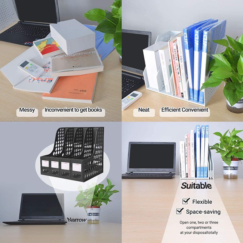 Sivelike A4 File Holder Folding Bookshelf,1 Year Warranty,3 Vertical Compartments