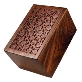 SOULURNS Cremation Urn for Human Ashes Decorative Wood Urns Memorial Urn Funeral Urns for Adults Wooden Urn for Men Women Rosewood pet urn (Tree of Life, Fits 10 Lbs)