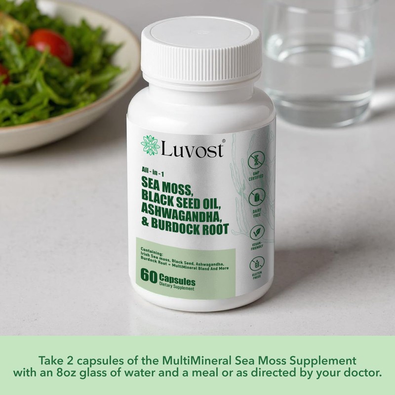 Luvost Sea Moss Capsules with Irish Sea Moss, Black Seed