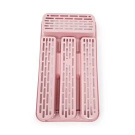 plastific Large CUTLERY TRAY Utensils Spoon Fork Holder Flatware Organiser for Kitchen Organiser Strong Plastic Drawer Sliding Tidy (33 x 17.5 x 4.3 slim, Pink)
