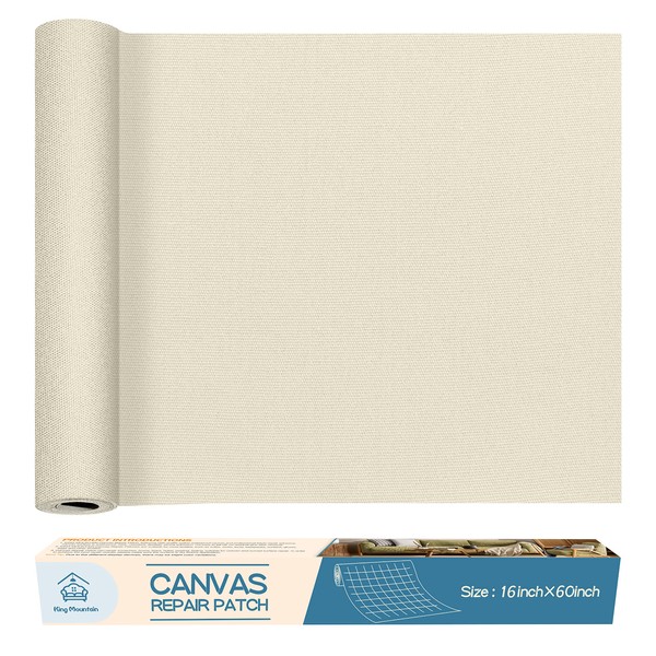 KING MOUNTAIN Canvas Repair Patch 16×60 Inch Self-Adhesive Waterproof Fabric