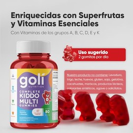 GOLI Kids Gomitas Veganas Orgánicas para Niños | 80 Gomitas Sabor Frutas Mixtas | Enriquecidas con Vitamina C, Zinc, Vitaminas Esenciales y Minerales 