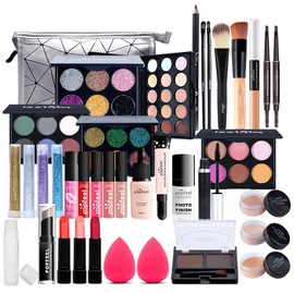 Makeup Set for Women, All-in-One Organiser, Storage with Sponge Brush, Foudation, Lip Gloss, Concealer, Eyeshadow Palette, Gifts for Her, Teens, Girls/Beginners