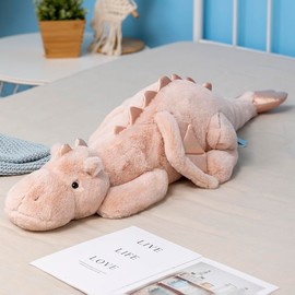 Leahaoe Giant Dragon Stuffed Animal, Soft Dragon Plush Toy, 51.2" 7Lbs Pink Weighted Stuffed Dragon for Kids and Adults