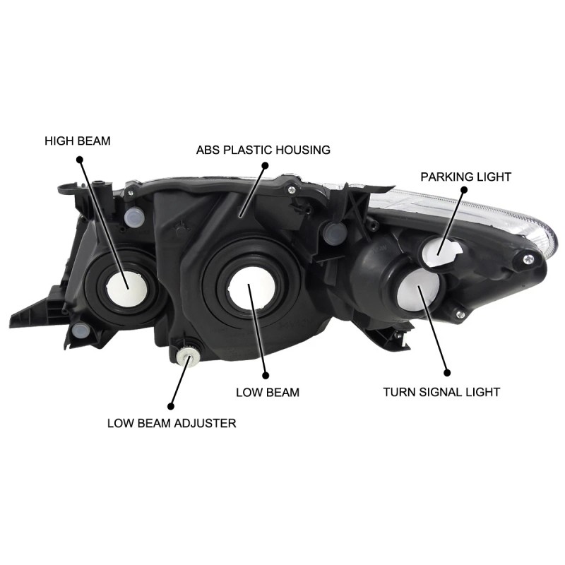 Spec-D Tuning Fits 2009-2010 Toyota Corolla Black Headlights Headlamps Left+Right