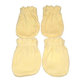 Yellow - 4 Pairs Cotton Newborn Baby/Infant No Scratch Mittens Gloves