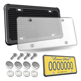 Aootf License Plate Protector- Clear Novelty Number Plate Cover with Silicone Car Tag Frame, Unbreakable Cover to Protect Front or Back License Plate with Screws,Caps