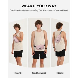 Waterfly Bum Bag Fanny Pack: Waist Packs with Adjustable Belt Crossbody Chest Bag with RFID Blocking Anti-Theft for Women Men Travel Running Walking Hiking Everyday Use, Pink