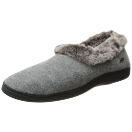 Acorn Women's Faux Fur Chinchilla Collar Slipper, Stone, Medium / 6.5-7.5