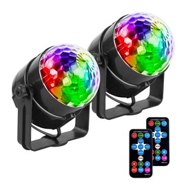 2 Pack Disco Ball Light,with Remote Control 7-Color LED Strobe Light, Sound Activated Mini Portable Party Light Suitable for Family Gatherings Birthdays DJ Club Dances Karaoke Christmas Weddings Prom