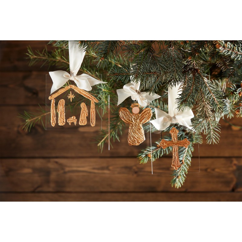 Mud Pie Gold Acrylic Ornament, Cross, 4" x 4"