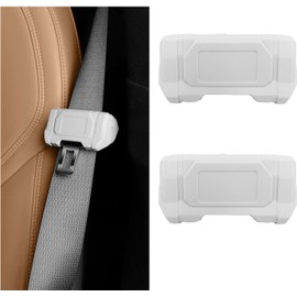 2 PCS Car Seat Belt Buckle Covers, Anti-Scratch Silicon Seat Belt Buckle Protector for Car Safety, Automotive Seat Belt Clips Cover for Van Truck, Interior Car Accessories (White, One Size)
