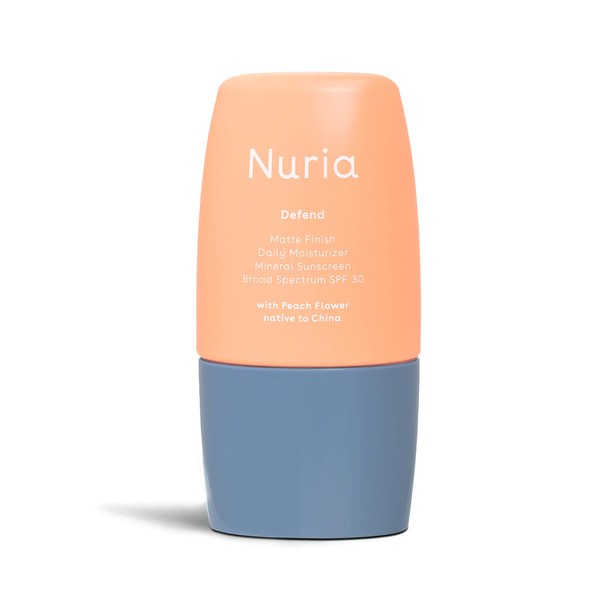 Nuria - Defend Matte Finish Moisturizer with SPF 30, Mineral Matte Sunscreen Moisturizer for Face with Peach Flower, Euphrasia Extract, and Lemon Balm, 25mL/0.8 fl oz