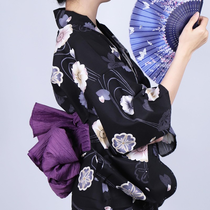 TOuWA Crinkled Waist Belt, Sash, Solid, Solid, Adult, Women's, Yukata,