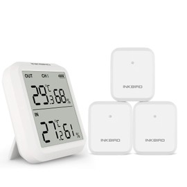 Inkbird Thermometer Hygrometer Digital Thermohygrometer Temperature Humidity Meter Wireless Indoor Outdoor Thermometer Hygrometer High Accuracy LCD Large Display Screen Maximum and Minimum Temperature