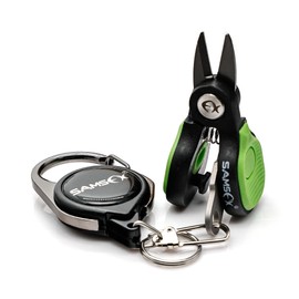 SAMSFX Fishing Nipper with Retractable Tether, Stainless Steel Blades that Cut Braid, Mono and Fluoro Lines, SNIP, Fishing Line Cutters (Green)
