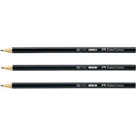 FABER-CASTELL Pencil 1111, hexagonal, B, barrel colour: black (12 pieces), you will receive 1 pack of 12