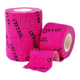 LYFT-RX Weightlifting Hook Grip Tape w/Premium Adhesive for Olympic Weight Lift, Cross Training & Lifting, Stretch Fit Athletic Finger Wrap, Protects Thumb Fingers, Size 1.5in Pink 3-Rolls