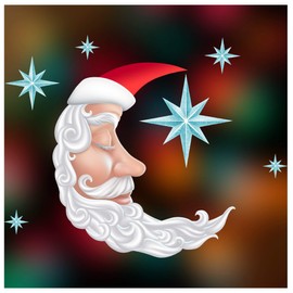 Santa Moon & Stars Christmas Window Cling Sticker by Stickers4