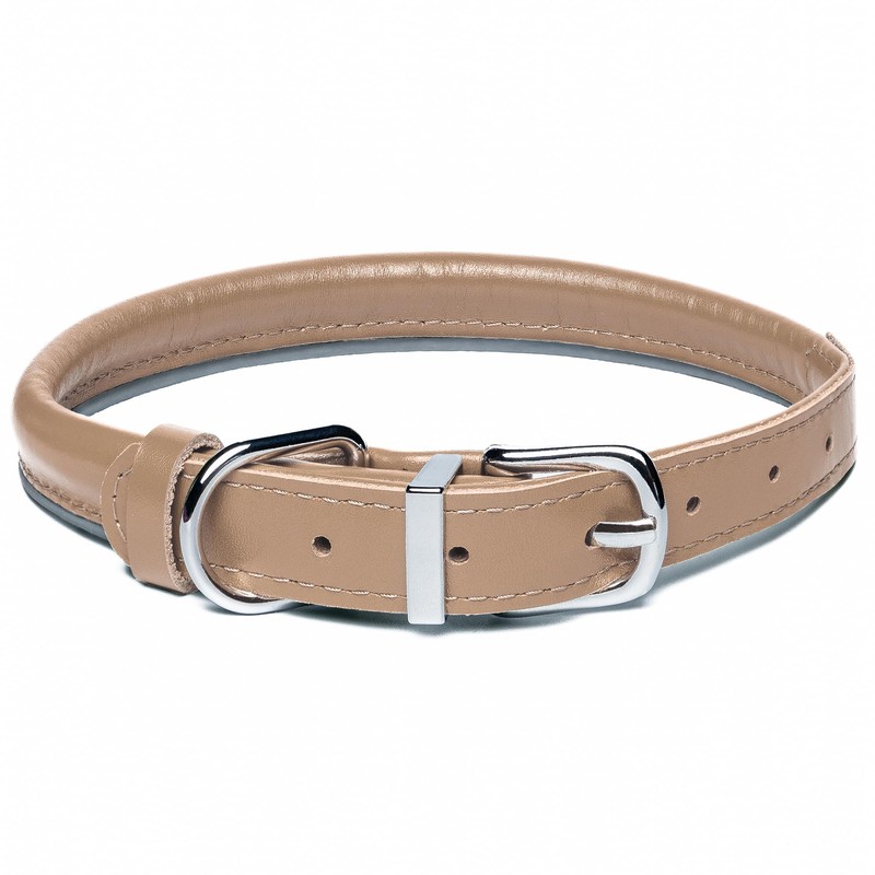 OOPSDOGGY Rolled Leather Dog Collar Reflective Roll Collars for Small