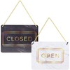 2-Pack Double Sided Open Closed Sign for Business Door, Gold