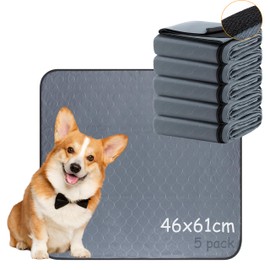 Bunlitent Washable Pee Pads for Dogs 5 Pack, 46x61 cm , Reusable Puppy Pads, Washable Potty Pads with Quick Dry, Anti-Slip Dog Cat Pee Pads, Whelping Pads, Puppy Mat.
