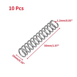 Oedema 10 Pcs Compression Springs 1.2mm Wire Diameter x 10mm OD x 50mm Length Stainless Steel Extension Spring for Repairs