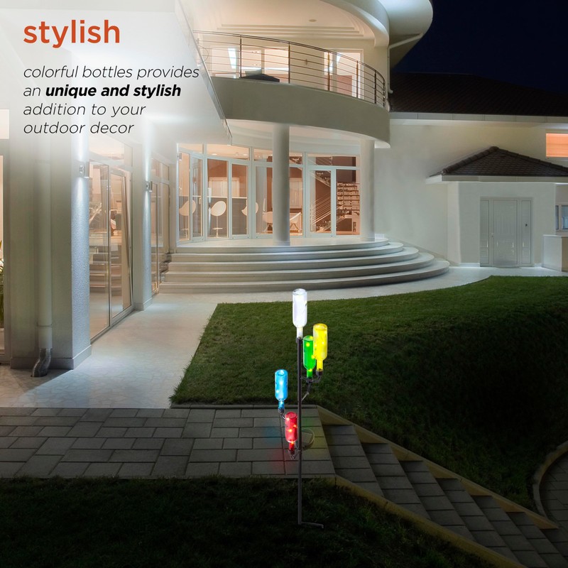 Alpine Corporation 37 Inch Tall Outdoor Colorful Glass Bottle Tree