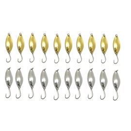 TSUCIA Spoon Lure, 1.2 oz (3.5 g), 1.2 inches (3 cm), Gold, Silver, Set of 30, Storage Case Included