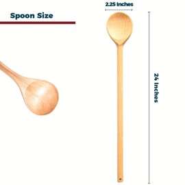24" Extra Long Wooden Spoon - Heavy Duty Cajun Cooking Stock Pot Spoon for Stirring and Mixing, Home Brewing Stock Pots Cajun Crawfish, Seafood and Crab Pot Boil Accessories