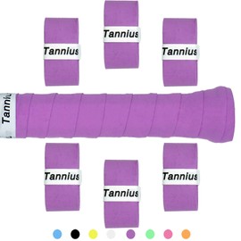 Tannius Tennis Racket Grip Tape, (6 or 9 Pack) Dry Feel Tennis Grips, Absorbent and Enhanced Tennis Overgrip (6-Pack Purple)