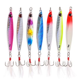 TUXIBIN 7pcs hard metal sea fishing spinners, sea fishing lures, sea fishing sinking lure for wobbler pike carp trout perch squid catfish fishing baits 30g*7pcs