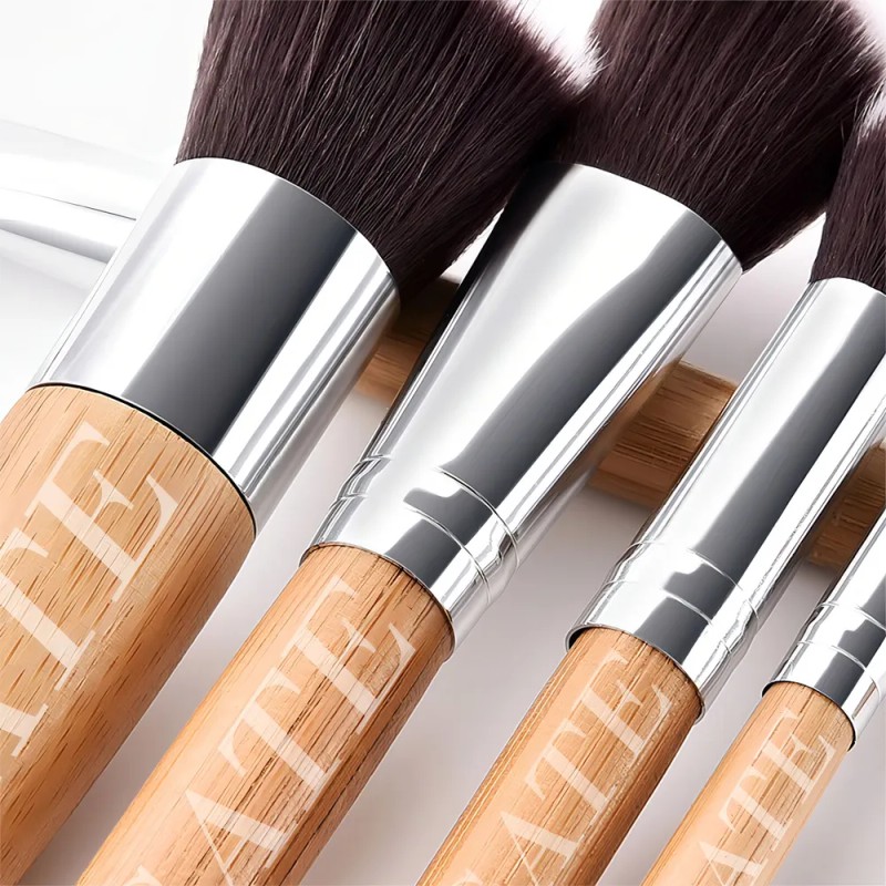 Set 11 Brochas Maquillaje Orgánicas Ecológicas Profesional Alta Calidad Color