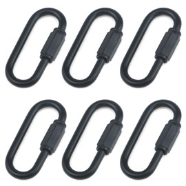 Quluxe Heavy Duty D Shape Chain Locking, M4 4MM Chain Quick Link Connector- Black (Pack of 6)