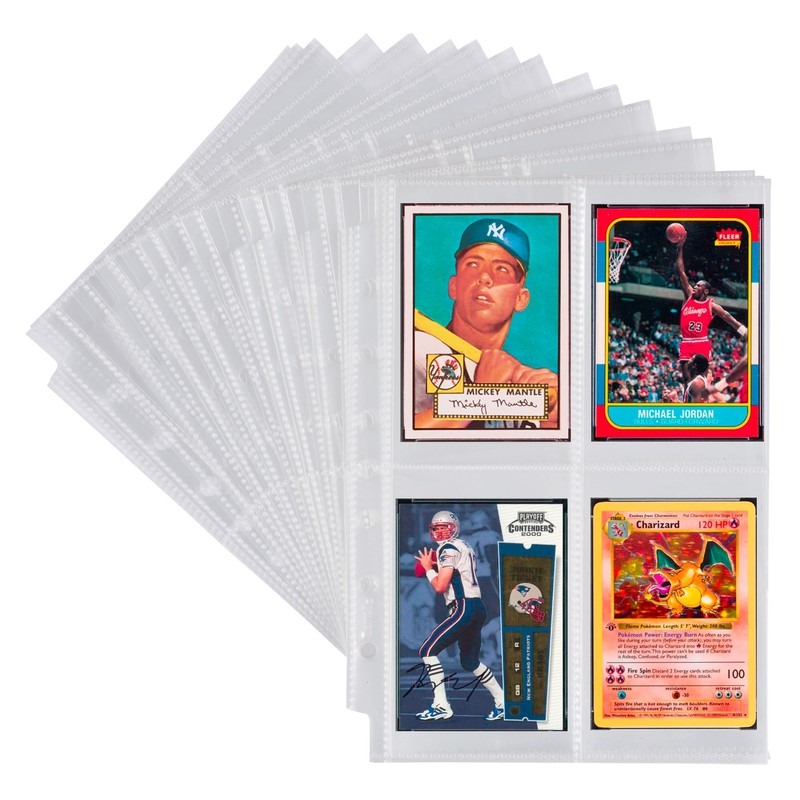 Samsill 50 Pack 4 Pocket Trading Card Sleeves, Holds 400