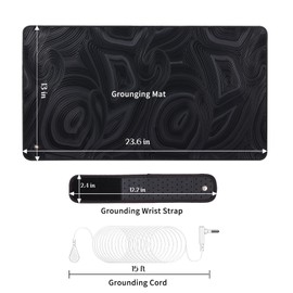 Grounding Mat for Sleep, Energy, Balance, Earth Connected Therapy.Pain and Stress Relief,Grounding Wrist Strap,Geometry Grounding Mat Kit(23.6x13 Inch))