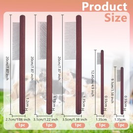 OLYCRAFT 5Pcs 5 Styles Wood Pet Combs Stainless Steel Pet Combs with Wood Handle Grooming Tool for Pets Macrame Fringe Combs Pet Grooming Supplies for Pet DIY Macrame Removing Tangles and Knots