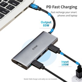 SSK 10Gbps USB C 3.2 Gen2 Hub, 5-in-1 SuperSpeed Type C Multiport Adapter with 4K HDMI, 2 USB C(1 PD3.0 Powered), 2 USB A 3.1/3.2 Gen2 10Gbps USB C Dock for iMac/MacBook/Pro/Air/Surface Pro and More