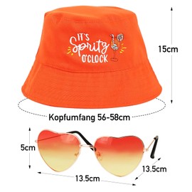BOFUNX Orange Fishing Hat Fishing Hat Retro Orange Glasses in Heart Shape Orange Party Hat for Carnival Cosplay Costumes Accessories