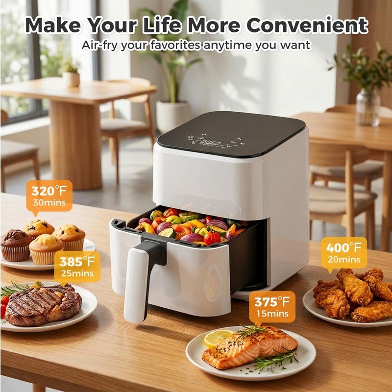 DUMOS 3 Qt Air Fryer, Compact Digital Airfryer with Auto