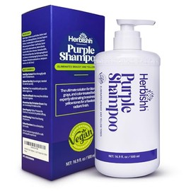 Shampoo Morado Herbishh para Cabello Rubio, Plateado y con Mechas | Neutraliza Tonos Amarillos y Cobrizos | Limpieza Profunda, Control de Frizz y Protección del Color | 100% Vegano | 500 ml