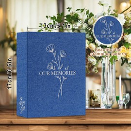 Lanpn Small Photo Album 6x4 2 Packs, Each Pack holds 50 Pictures, Slip in Pockets Mini OUR MEMORIES Linen Top Loading Photo Albums for Portrait Only 10x15cm Picture Blue