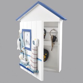 YOUUGIOR Mediterranean Style Key Cabinet Hanging Key Box Storage Case Decor for Entryway Hallway Key Holder (Birds)