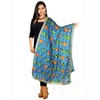 Handmade Phulkari Dupatta Chiffon Multicolor Embroidered Blue Stole Scarf Chunni