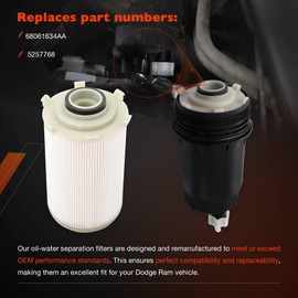 6.7L Cummins Oil Filter and Fuel Water Separator Set Compatible with 2007-2009 Dodge Ram 2500 3500 4500 5500 Diesel,Replaces PH3976A, 68061634AA, Wix 51607 33733